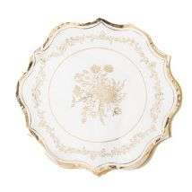 Lot De 16 Serviettes Artyfêtes - Vintage - Papier - Blanc Et Or - 32 X 32 Cm - 3 Plis