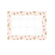 Semainier - 19,25 X 27cm -flocon De Fleurs - 52 Pages - Blue Art