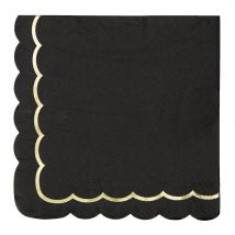 Serviettes Festonnees 33x33 Cm - Noires Et Or - X 16 - Tim & Puce Factory