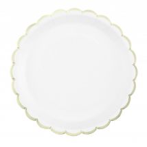 Assiette Festonnée - Blanc Et Or - 23 Cm - Lot De 8 - Tim & Puce Factory