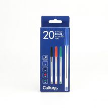 Lot De 20 Stylos Bille - Couleurs Classiques - Pointe Moyenne - Cultura