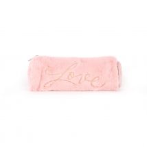 Trousse Ronde Peluche - 1 Compartiment - Rose Love - Cultura