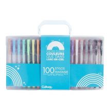 Lot De 100 Stylos Roller - Couleurs Fantaisies - Pointe Moyenne - Cultura