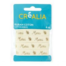 Ruban En Coton Inscription “merci”- 4 M X 1 Cm - Créalia