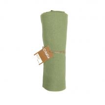 Coupon De Tissu Effet Lin Vert - 100 X 140 Cm - Noël Campagne - Créalia