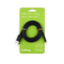 Câble Usb A / Usb C 2m Noir Cultura