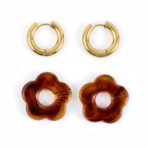 Kit Boucles D'Oreilles Créoles - Fleurs Écaille - Acier Inoxydable - Créalia
