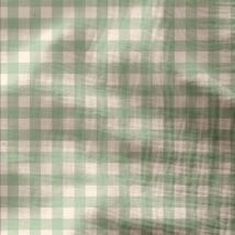 Coupon De Tissu En Double Gaze - 200 X 130 Cm - Vichy Vert De Gris - Domotex