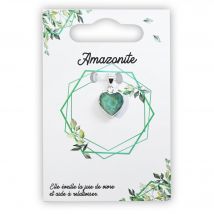 Pendentif Plaqué Argent - Coeur En Pierre Naturelle - Amazonite - Irréversible bijoux