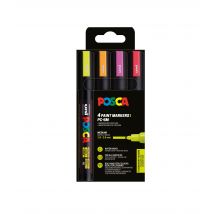 Lot De 4 Marqueurs Peinture Pointes Moyennes Coniques - Posca - Fluo