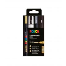 Lot De 4 Marqueurs Peinture Pointes Moyennes Coniques - Posca - Métallique