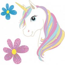 Écusson Transfert Thermo-adhésif - Grand Modèle - Licorne Avec Des Fleurs - Care & Create
