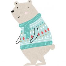 Écusson Transfert Thermo-adhésif - Grand Modèle - Ours Avec Pull D'Hiver - Care & Create