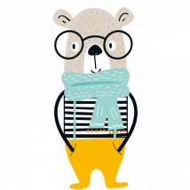 Écusson Transfert Thermo-adhésif - Grand Modèle - Ours À Lunettes - Care & Create