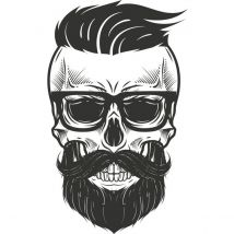 Écusson Transfert Thermo-adhésif - Grand Modèle - Tête De Mort Hipster - Care & Create