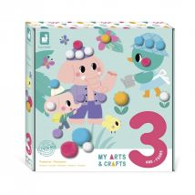 My Arts & Crafts - 3 Ans Pompons - 4 Tableaux - Kit Loisir Créatif Enfant - Apprentissge Motricité Fine Et Concentration - Atelier Du Calme