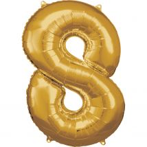 Ballon Métallisé Large - Nombre 8 - Doré - 53 Cm X 86 Cm - Riethmüller