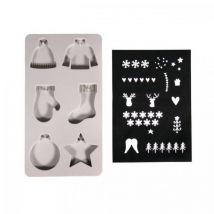 Kit Moule En Silicone De Noël Et Pochoir Sérigraphié - Rayher