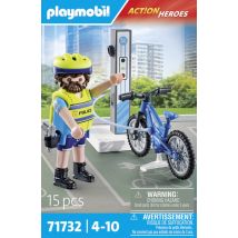 Playmobil - Policier Cycliste Avec Borne De Recharge - 71732 - Les Policiers