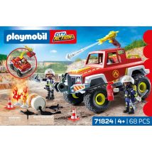 Playmobil - Véhicule De Pompiers Avec Bidon Enflammé - 71824 - Les Pompiers