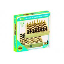 Coffret Jeu D'Échecs Et Dames En Bois - Jeujura