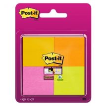 Notes Super Sticky Post-it Couleurs Néon 47,6 X 47,6 mm - 4 Blocs