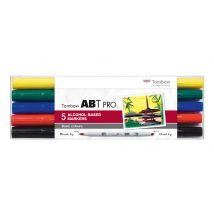 Lot De 5 Feutres À Alcool Abt Pro À Double Pointe - Tombow - 5p-1- Couleurs Primaires