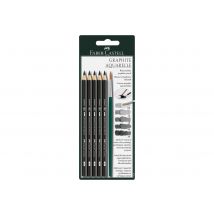 Lot De 5 Crayons Aquarelle Graphite Pointe Moyenne - Faber-castell - Couleurs Assorties - Graphic Aquarelle - Faber Castell