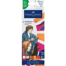 Lot De 6 Feutres Colorés À Double Pointe Fine Et Pinceau - Faber Castell - Goldfaber Sketch Marker