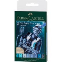 Pochette 8 Feutres Pitt B - Bleu - Faber Castell