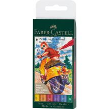 Pochette 6 Feutres Pitt B - Couleurs Vives - Faber Castell