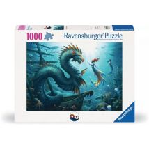 Puzzle 1000 Pièces - Dragon, Sirène Et Tortues Des Profondeurs - Ravensburger