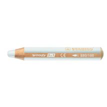 Crayon Multi-talents Pointe Extra-large - Stabilo - Blanc - Woody 3 In 1 - Stabilo