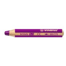 Crayon Multi-talents Pointe Extra-large - Stabilo - Mauve Lilas - Woody 3 In 1 - Stabilo