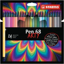 Lot De 24 Feutres De Dessin Pointe Moyenne - Stabilo - Couleurs Assorties - Pen 68 Arty - Stabilo