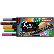 Lot De 5 Marqueurs Pointe Moyenne - Stabilo - Set 3 vintage - Free Acrylic T300 - Stabilo