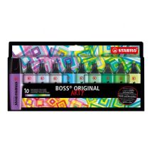 Lot De 10 Surligneurs Pointe Large - Stabilo - Couleurs Froides - Boss Original Arty - Stabilo