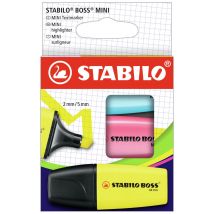 Lot De 3 Surligneurs Pointe Large - Stabilo - Jaune, Rose, Bleu - Boss Mini - Stabilo