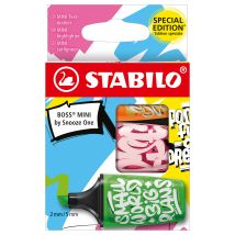 Lot De 3 Surligneurs Pointe Large - Stabilo - Vert, Rose, Orange - Boss Mini By Snooze One - Stabilo