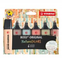 Lot De 6 Surligneurs Pointe Large - Stabilo - Couleurs Assorties - Boss Original Naturecolors - Stabilo
