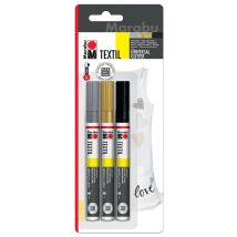 Set De 3 Marqueurs Textile - Marabu Textil Painter Glitter 3mm