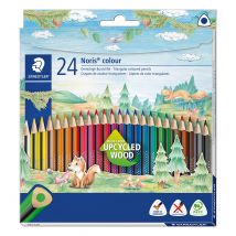24 Crayons De Couleur En Bois Upcyclé - Noris Colour 187 - Pointe Triangulaire - Staedtler