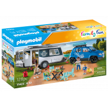 Playmobil - Famille Avec Voiture Et Caravane - 71423 - Playmobil Family Fun