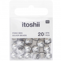 Lot De 80 Perles Ponii Beads Rico Design - 9 X 7 Mm - Argent