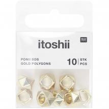 Lot De 10 Perles Polygones Ponii Beads Rico Design - 11 X 7 Mm - Or