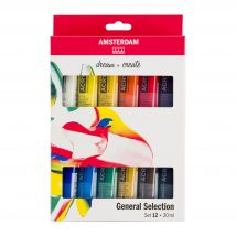 Lot De 12 Tubes 20 Ml De Peinture Acrylique Amsterdam Standard Series - Couleurs Assorties - Opaque