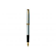 Stylo Plume - Noir - Sonnet Acier Inoxydable, Finition Or - Plume Moyenne - Parker
