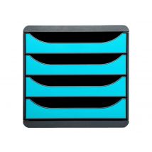 Bloc De Rangement 4 Tiroirs - Gris/turquoise - Exacompta