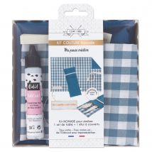 Kit Set De Table Nomade En Vichy - Bleu - Com 1 Idée