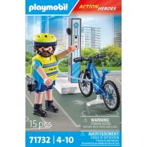 Playmobil - Policier Cycliste Avec Borne De Recharge - 71732 - Les Policiers